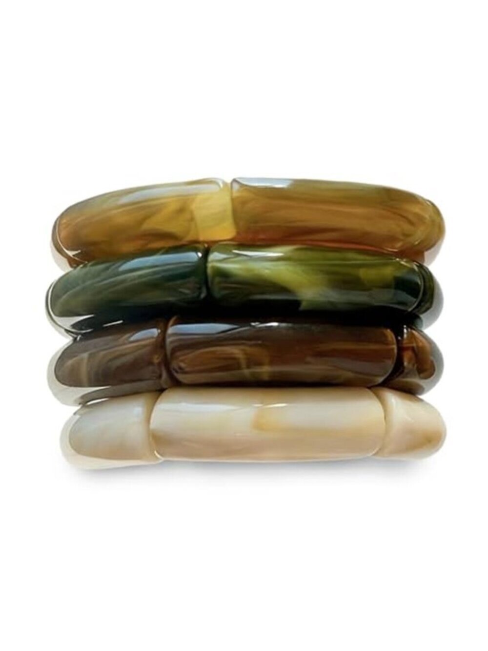 4pc Chunky Acrylic Bamboo Bangles Bracelets